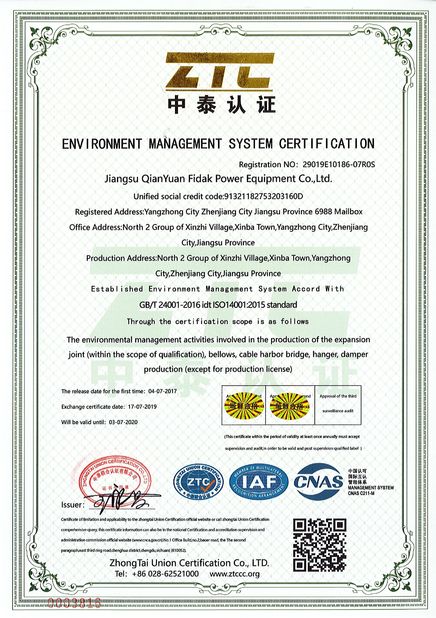 중국 Jiangsu Qianyuanfeida  electric equipment Co.,Ltd 인증